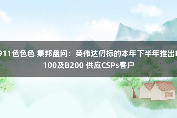 911色色色 集邦盘问：英伟达仍标的本年下半年推出B100及B200 供应CSPs客户