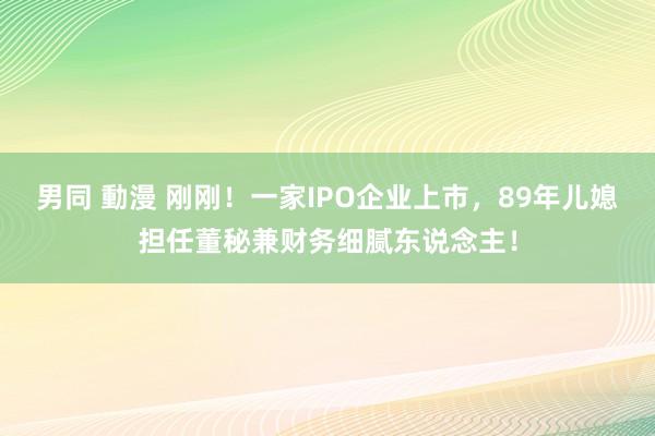 男同 動漫 刚刚！一家IPO企业上市，89年儿媳担任董秘兼财务细腻东说念主！